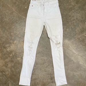 Distressed White Skinny Hudson Jeans